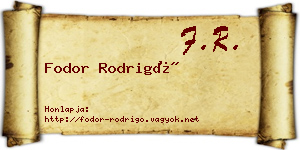 Fodor Rodrigó névjegykártya